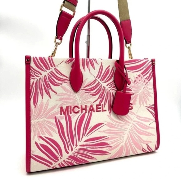 Michael Kors Medium Mirella Tote Bag Electric Pink Multi - Picture 1 of 11